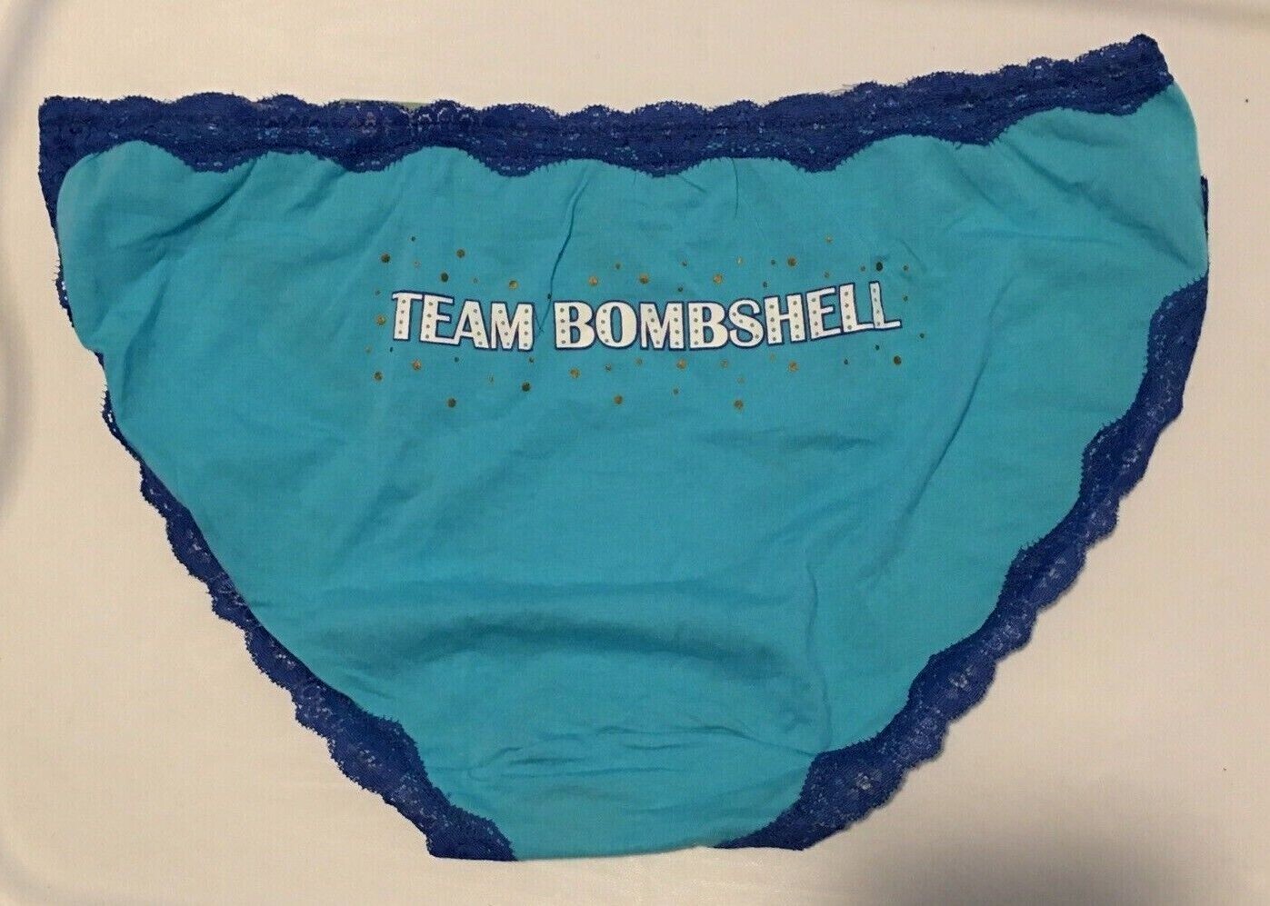 Cacique String Bikini Panties Size 22/24 Sexy Team Bombshell Lace Trim Cotton