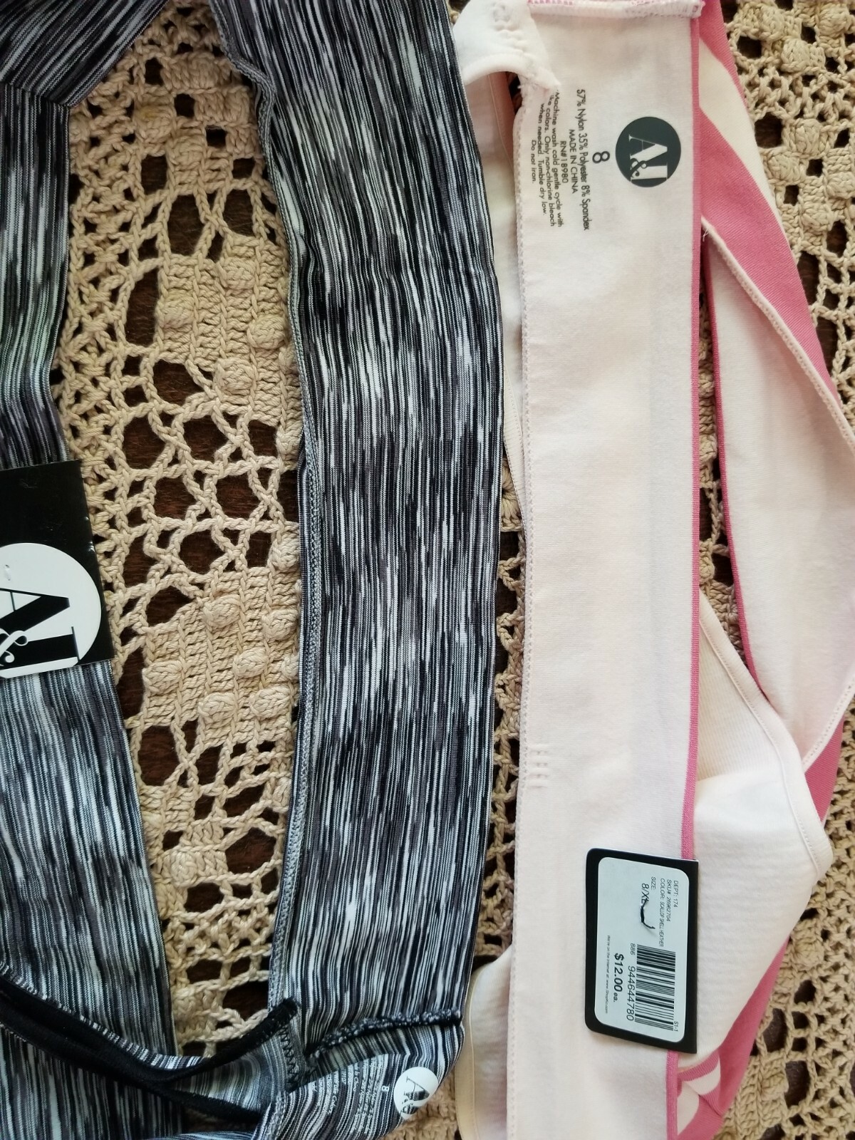 A and I Thong Panties 2 Pair Black/Pink Size 8/XL~ NWT ~ $24.00 MSRP