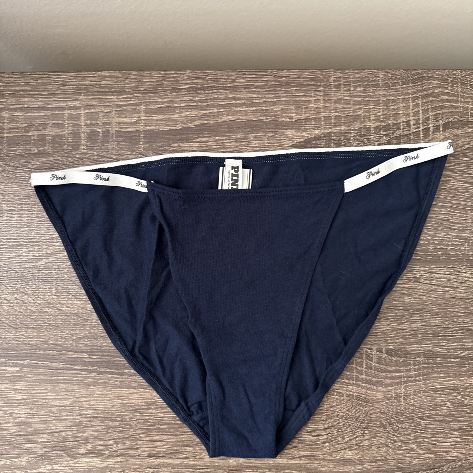 Pink By Victoria’s Secret Xl, Navy Blue Cotton Logo String Bikini Panties