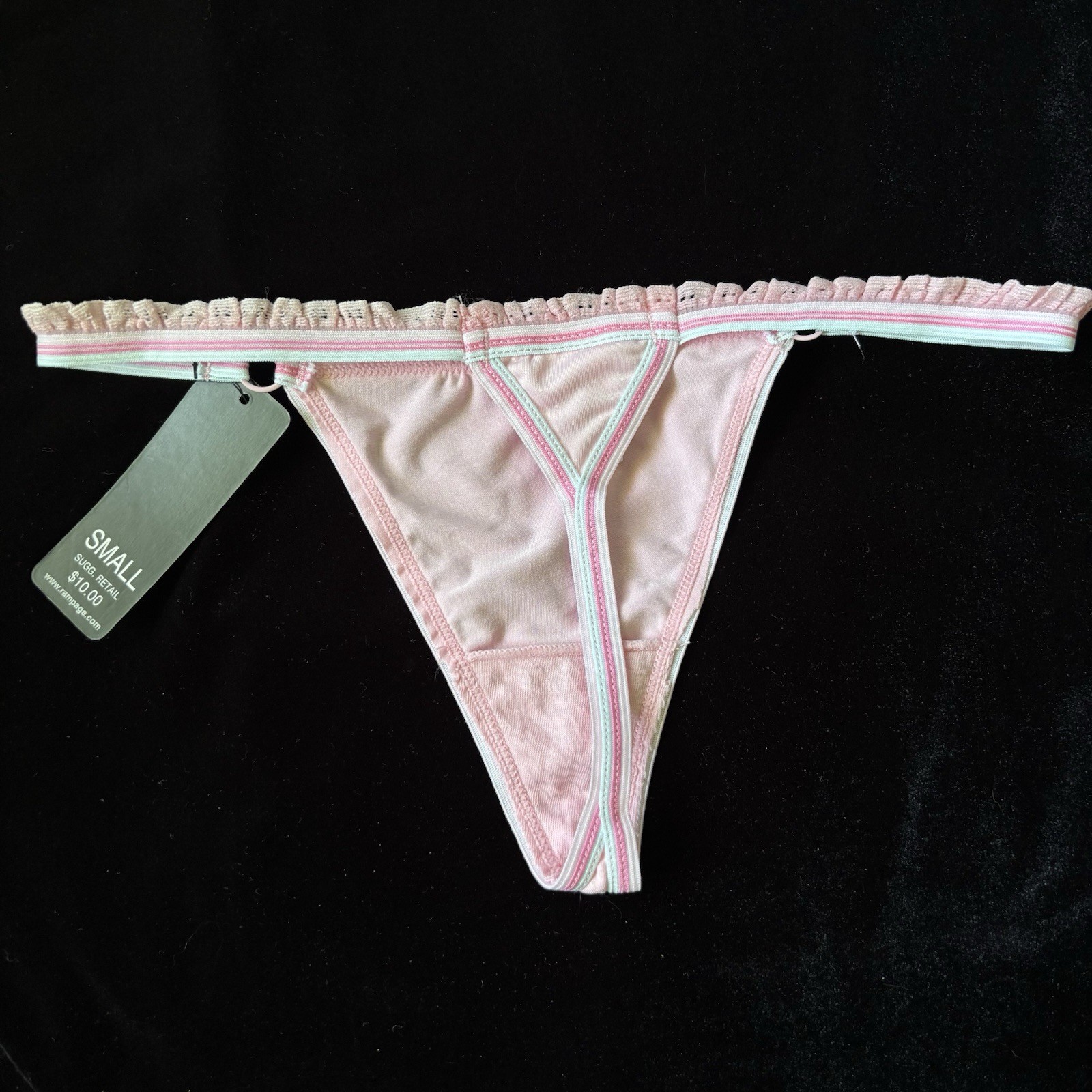 NEW w/ Tags Vintage Deadstock Rampage Thong Panties S/Small Pink