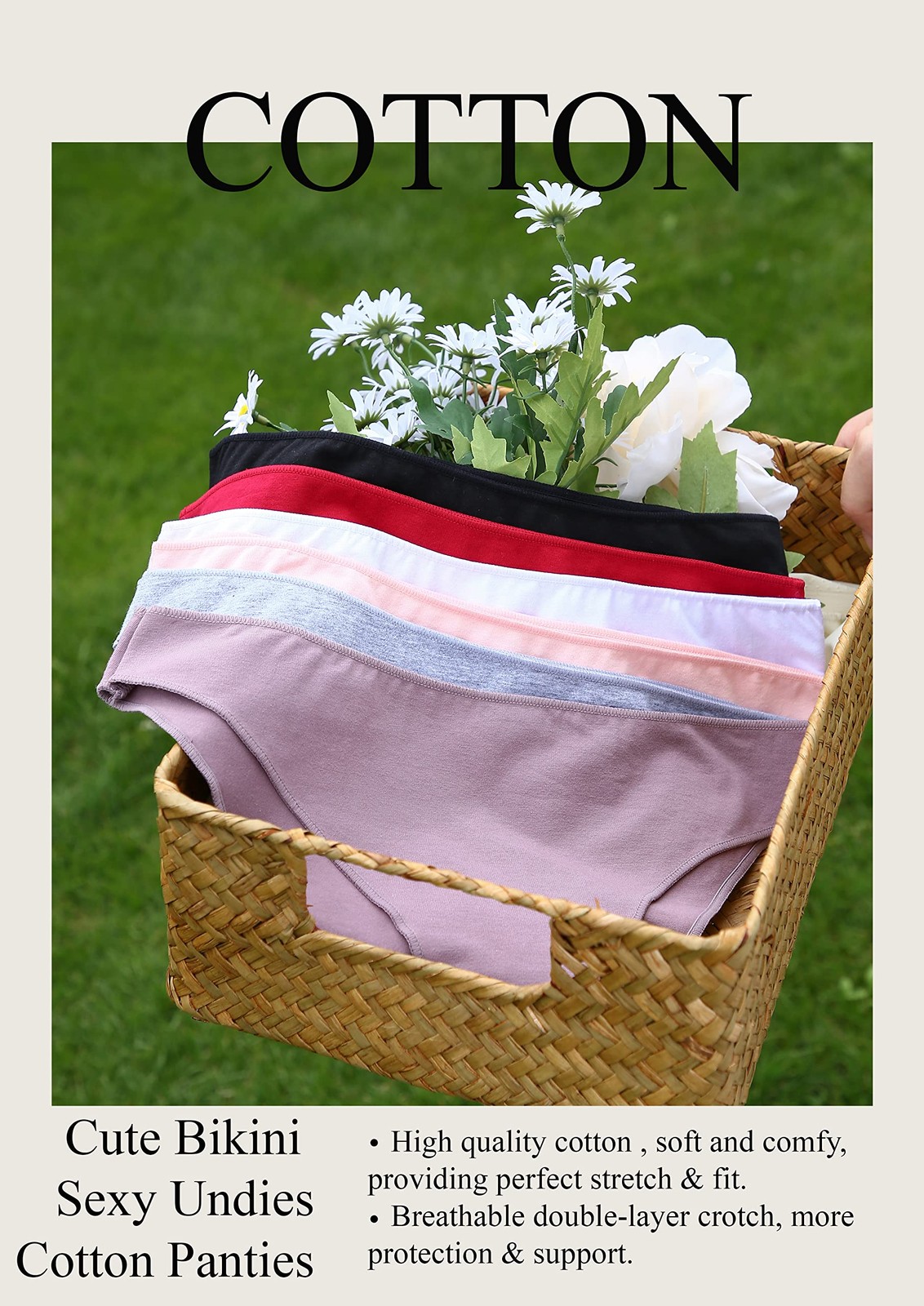 12 Pack Cotton Underwear for Women Cute Low Rise Bikini Panties High Cut Brea…