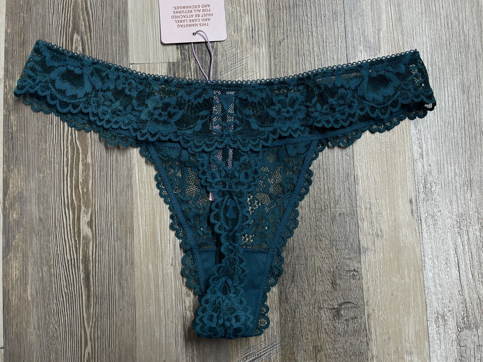 3 PACK! Lot New Savage x FENTY Rihanna Blue Green Sheer Lace Thong MEDIUM Charm