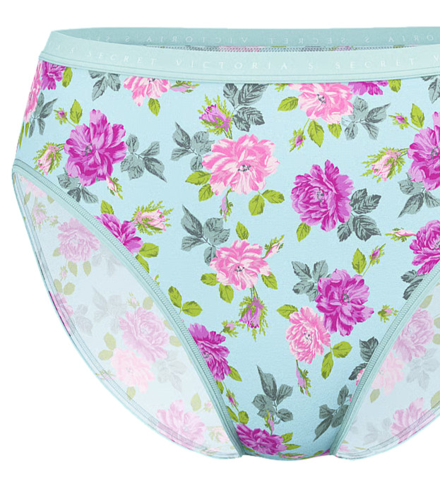 XS S M L XL XXL Green Roses Cotton Victorias Secret High-Leg Waist Brief Pantie