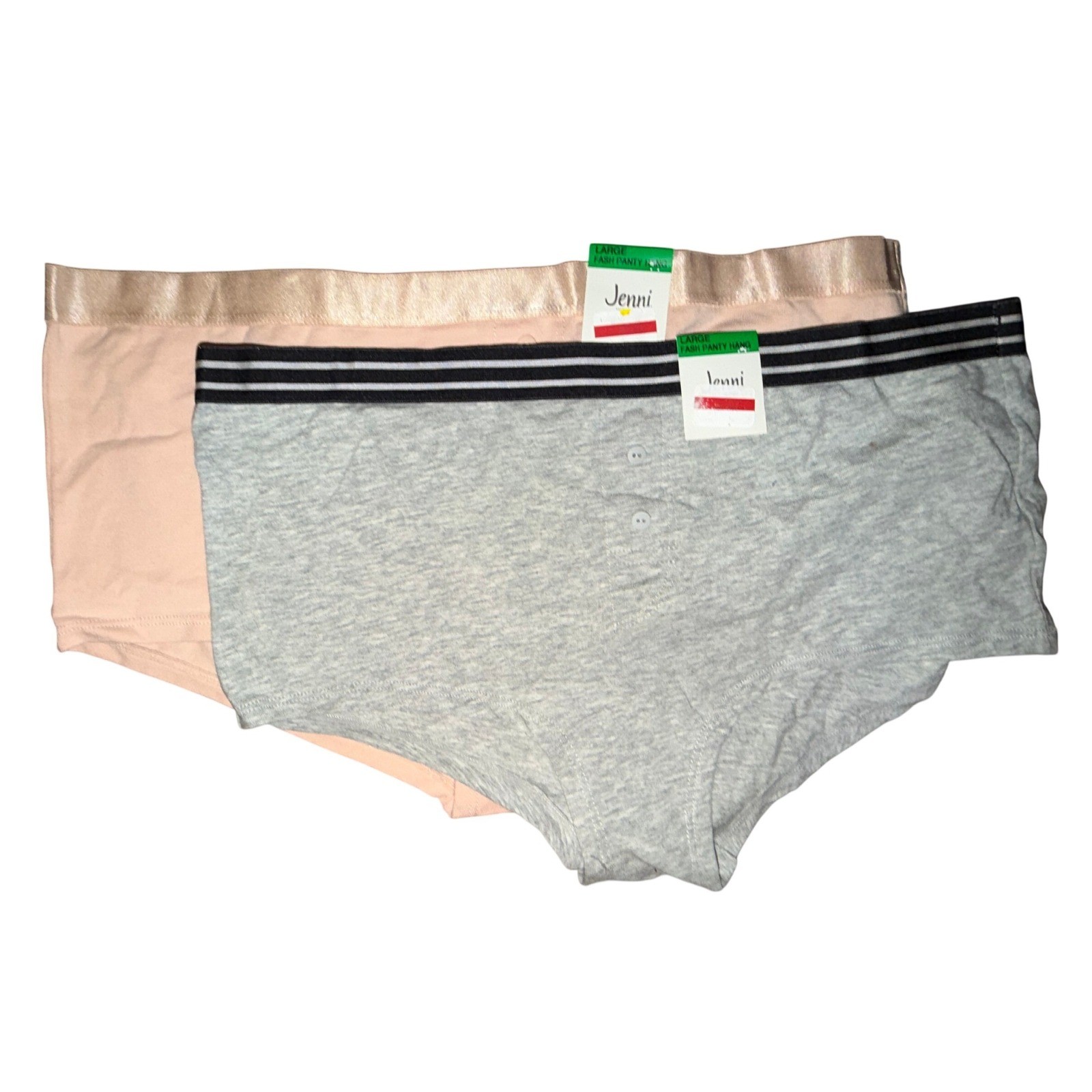 Jenni Intimate Women’s 2 Pack Boyshort Underwear Peach Grey, Size L, NWT