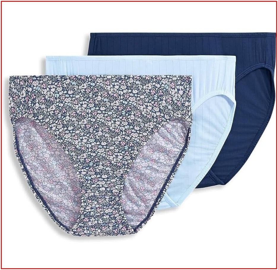 3 Pairs – Jockey SUPERSOFT BREATHE Panties FRENCH Hi Cut Blue Floral Size 10 3XL