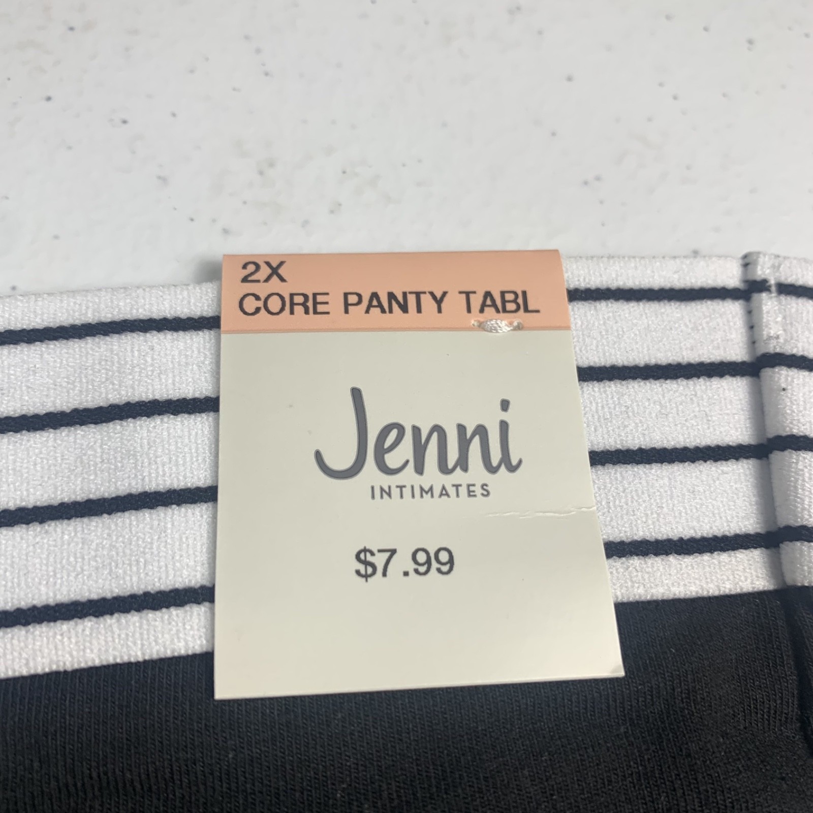 Jenni Women’s Core Panty Size 2X Black Solid Underwear Striped Waistband NWT