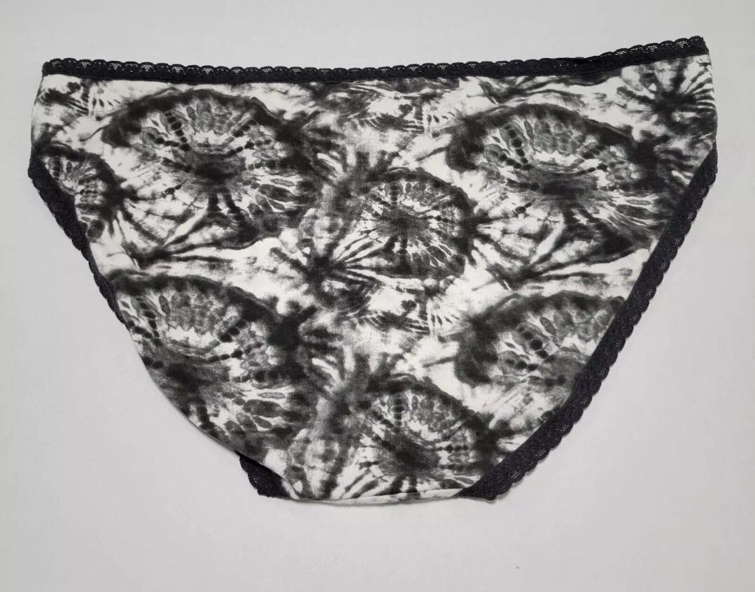 Jenni Women’s Lace Trim Bikini Underwear Panties Tiedye Black NWT Size XXL