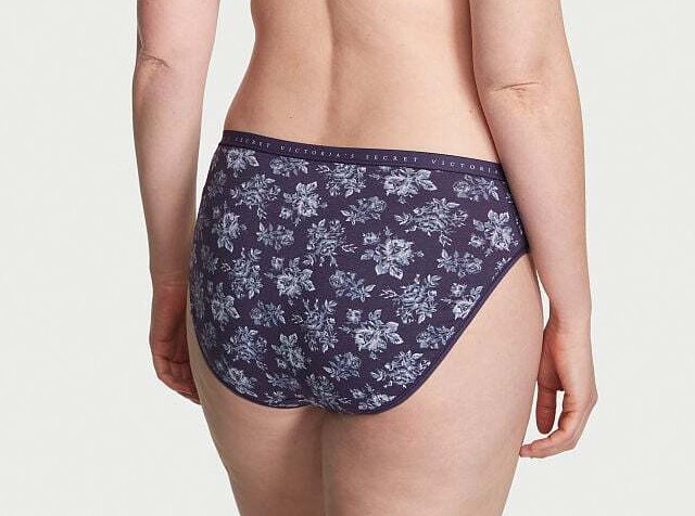 M XL XXL Purple Toile Floral Cotton Victorias Secret High Leg Waist Brief Pantie