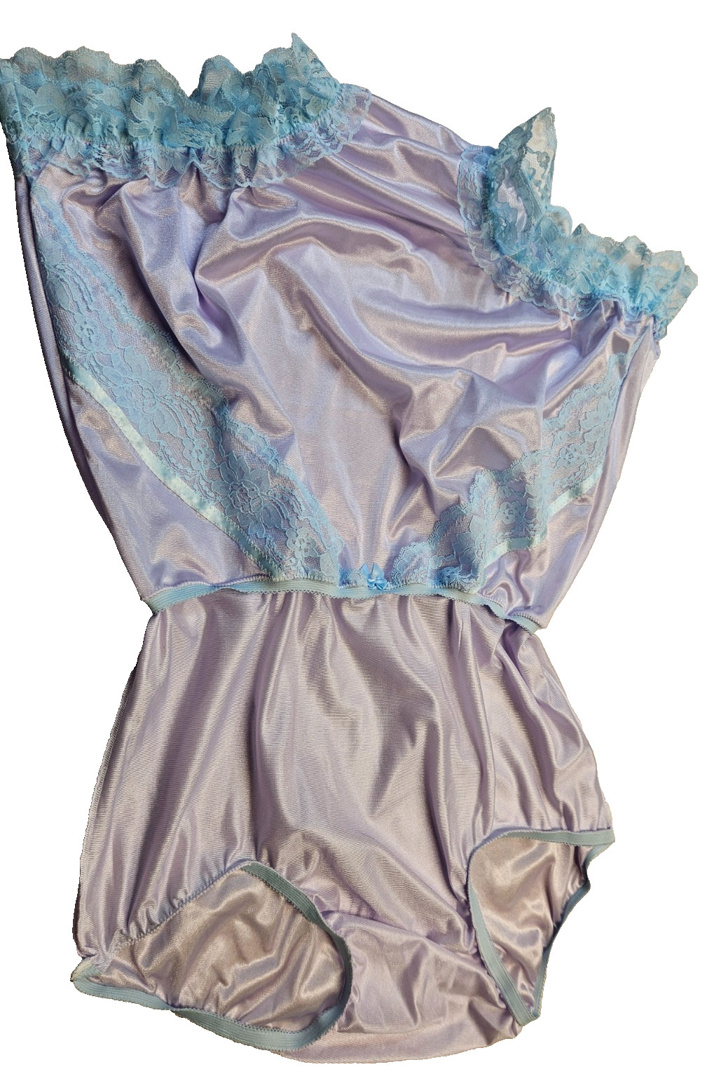 ORCHID BL Nylon Tricot LACY Bubble Bloomer & SISSY PANTY 2 LAYER 27-42 Waist