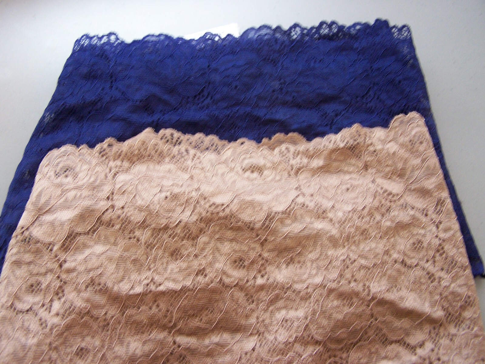 SET OF 2 PAIR – INC All lace Boyshorts one pair blue, one taupe Size XXL