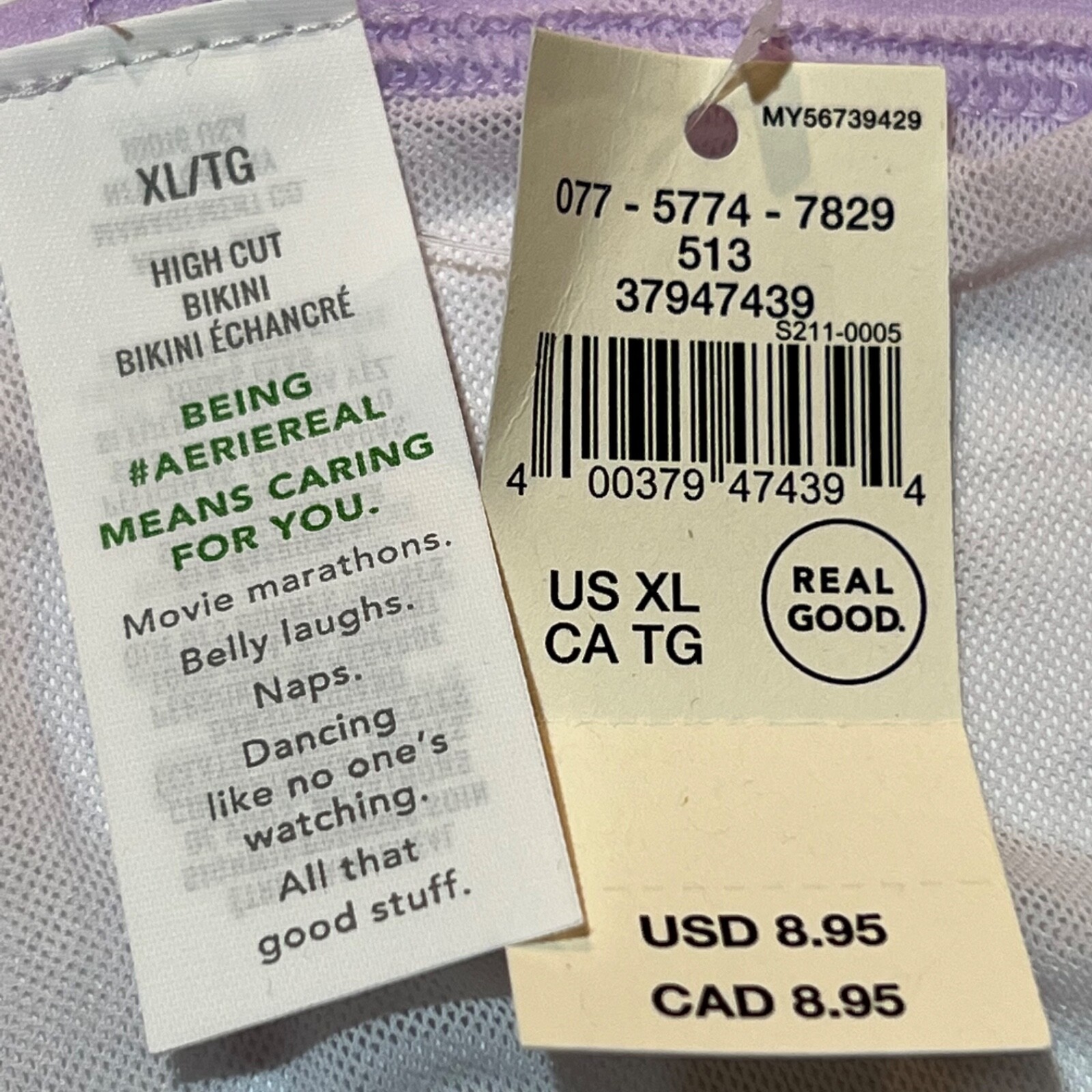 NWT AERIE High Cut Bikini Pantie Underwear XS-S-M-L-XL Purple Yellow Green Mesh