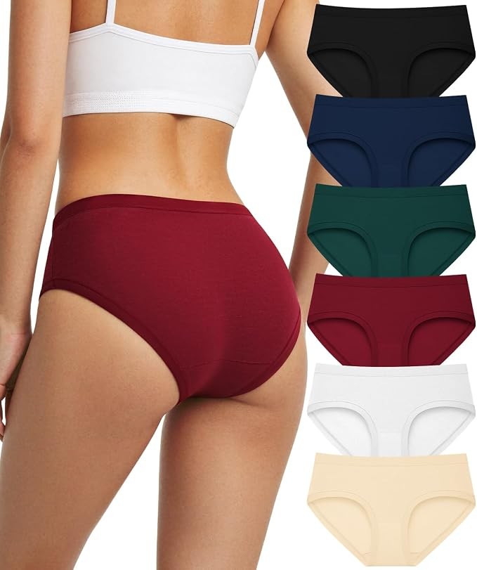 Women’s Cotton Underwear Full Coverage Soft Briefs Stretch Medium 6 Color Packs