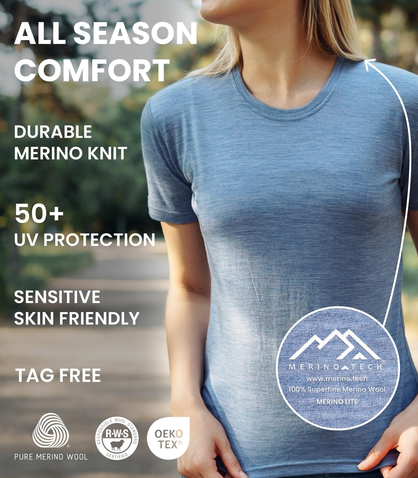 Merino Wool T Shirt Women – 100% Merino Wool Base Layer Women Short Sleeve Mo…