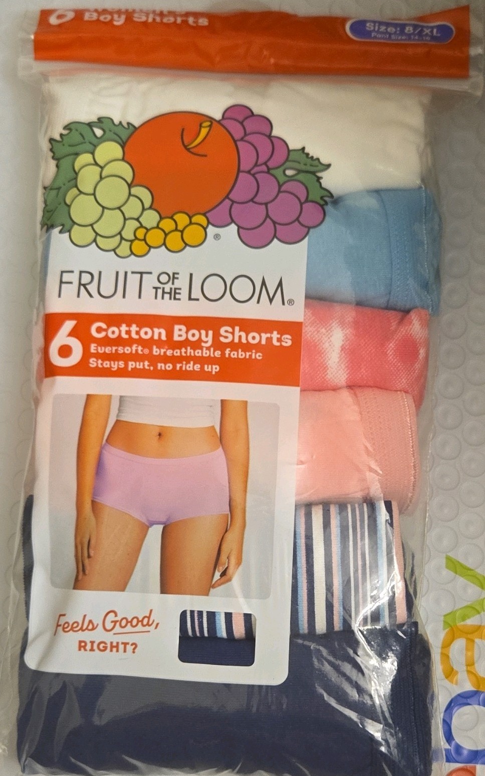 NEW Fruit Of The Loom Women’s 6 Pack Cotton Boy Shorts Size 8 XL