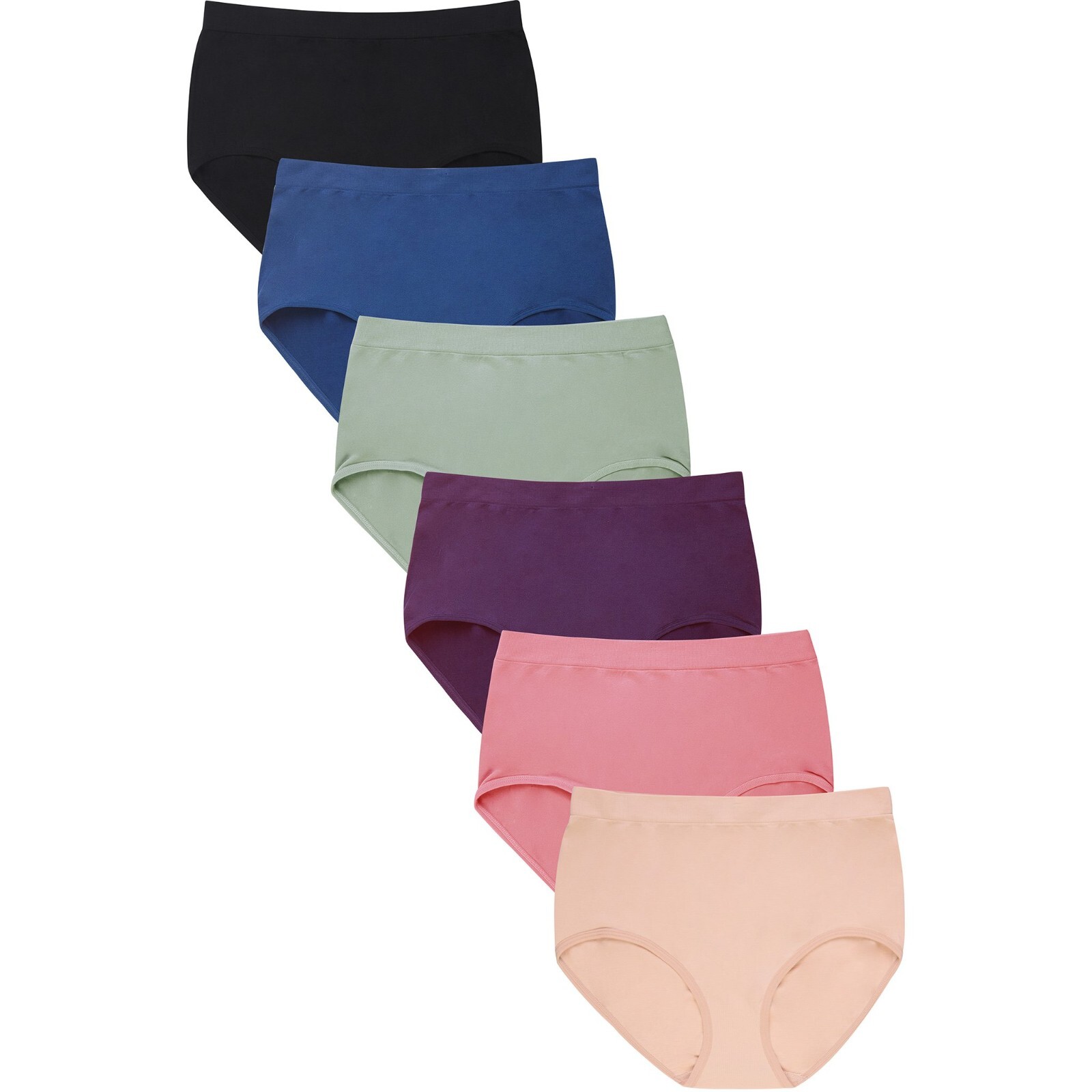 6 12 Pack Women Seamless High Rise Full Coverage Nylon Panty Underwear One Size