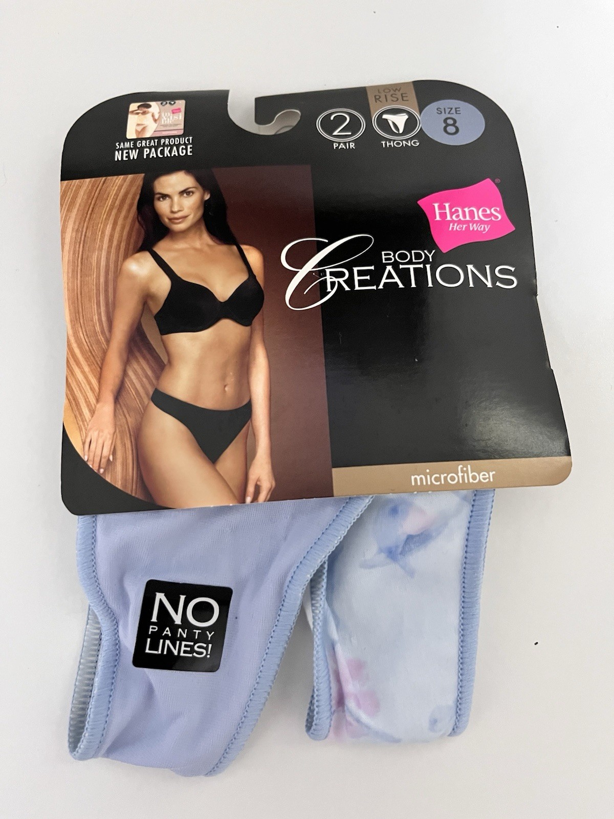 Hanes Her Way Vintage 2 Pack Low Rise Blue 2003 Body Creations Thong Panty 8 NWT