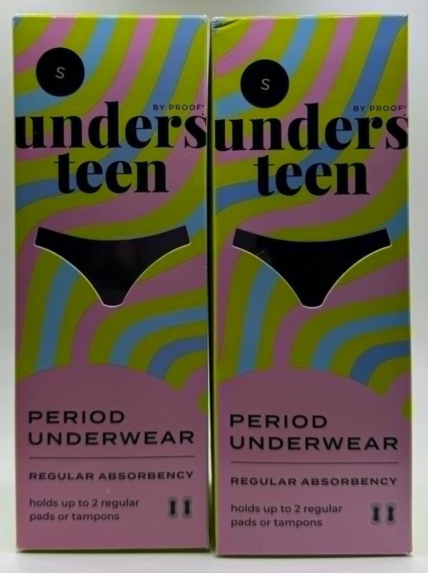2PK Unders Teen By Proof Period Underwear ~ SMALL ~ BLACK ~ NEW ~ FAST SHIP