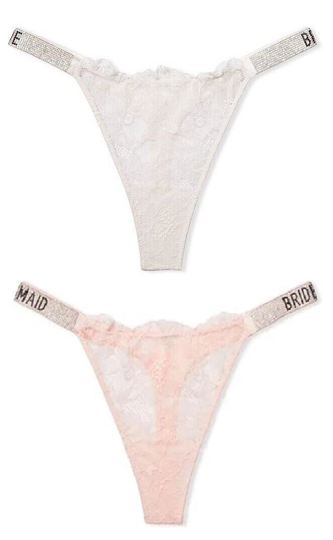 VICTORIA’S SECRET BRIDE / BRIDESMAID SHINE STRAP RHINESTONE THONG PANTY XS S M L