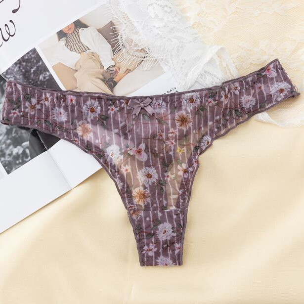 6Packs Lot Sexy Womens Floral Sheer Panties Thong G String Underwear Lingeries