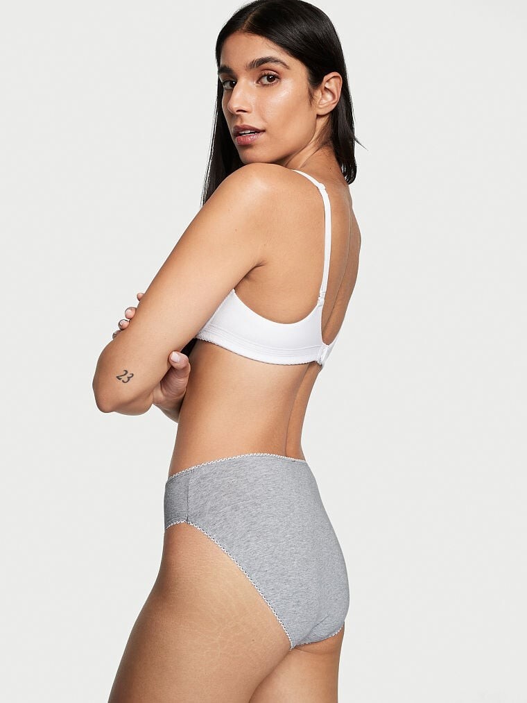 L Grey LOGO Stretch Cotton Waist Victorias Secret High-Leg Waist Brief Panty