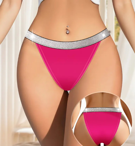 4 Pack Liquid Satin Panty Hot Sexy Naughty Slippery Glitter Strap Size M 🔥
