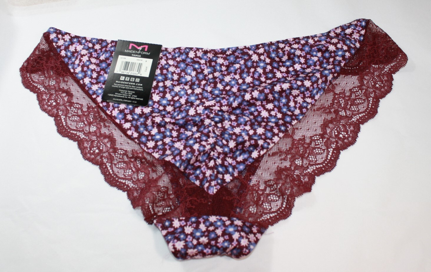 NWT set/3 MAIDENFORM comfort devotion LACE TANGA RED BLUE geo FLORAL wine 2XL