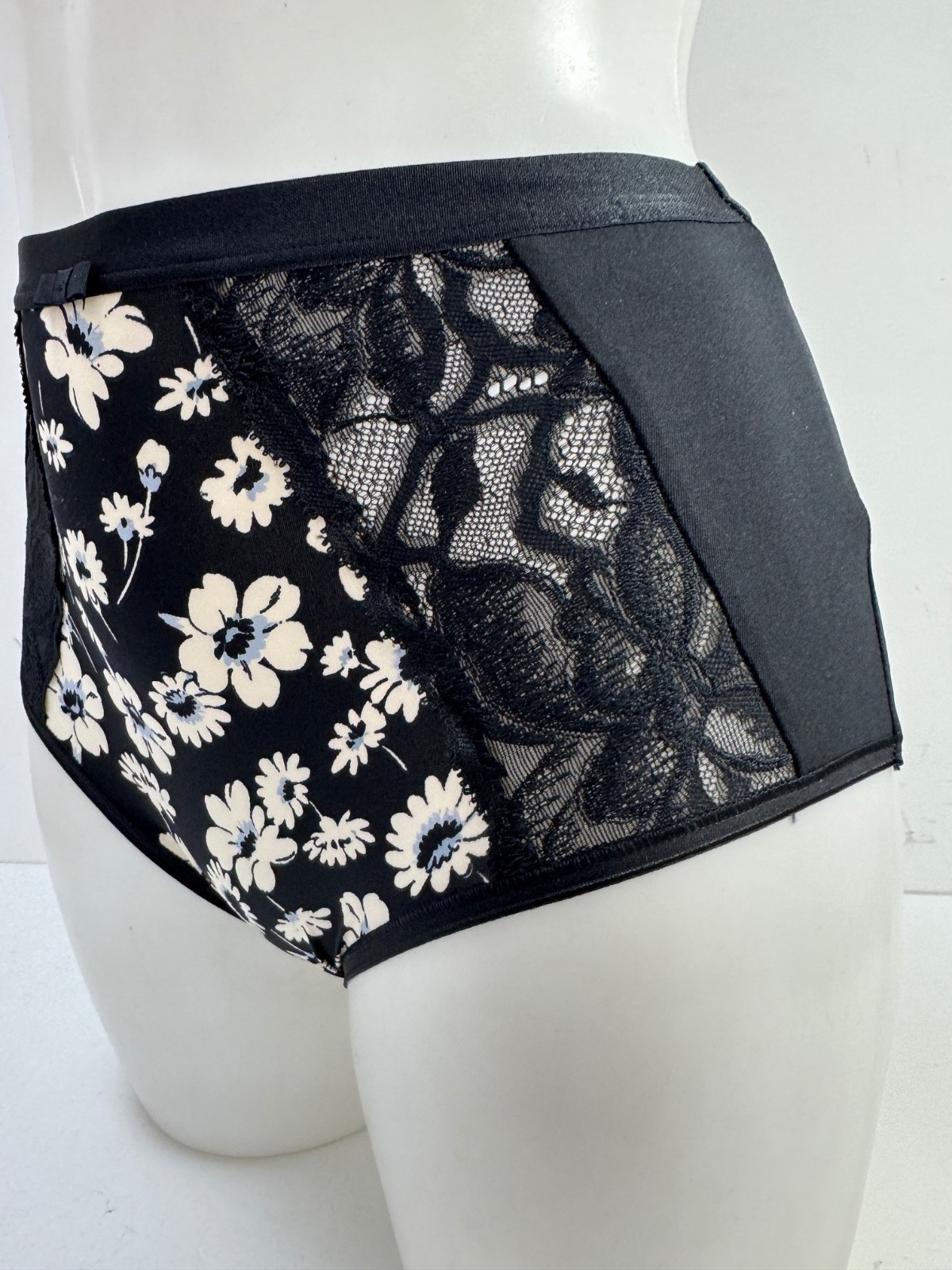 Ex M&S Black Floral Full Briefs Lingerie Knickers Pack Of 2 Size 10 14