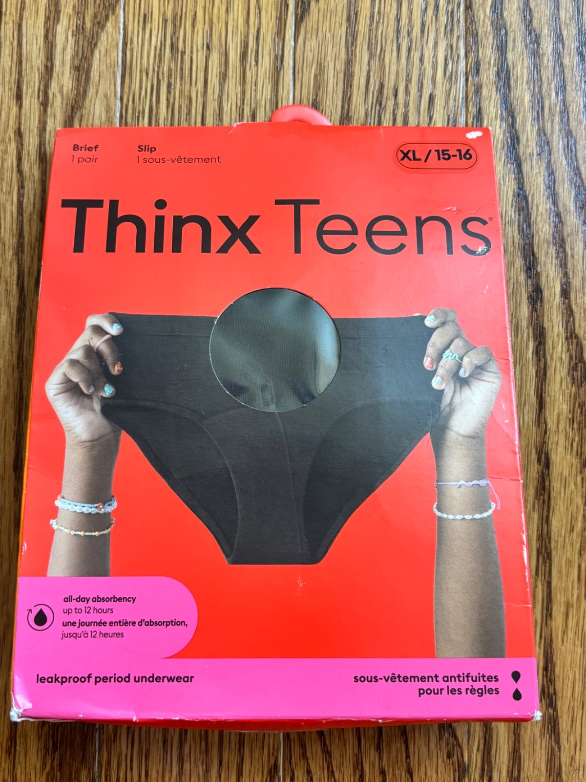 4X Thinx Teens Brief Period underwear- size XL 15-16, all day absorbency