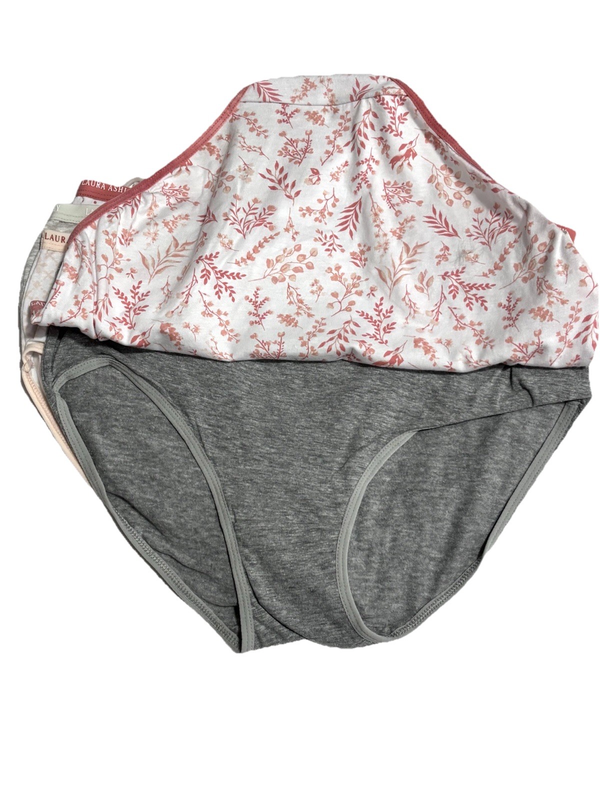 LAURA ASHLEY 5 PACK SOFT COTTON HIPSTER PANTIES L ASSORTED TAG FREE FLORAL SOLID