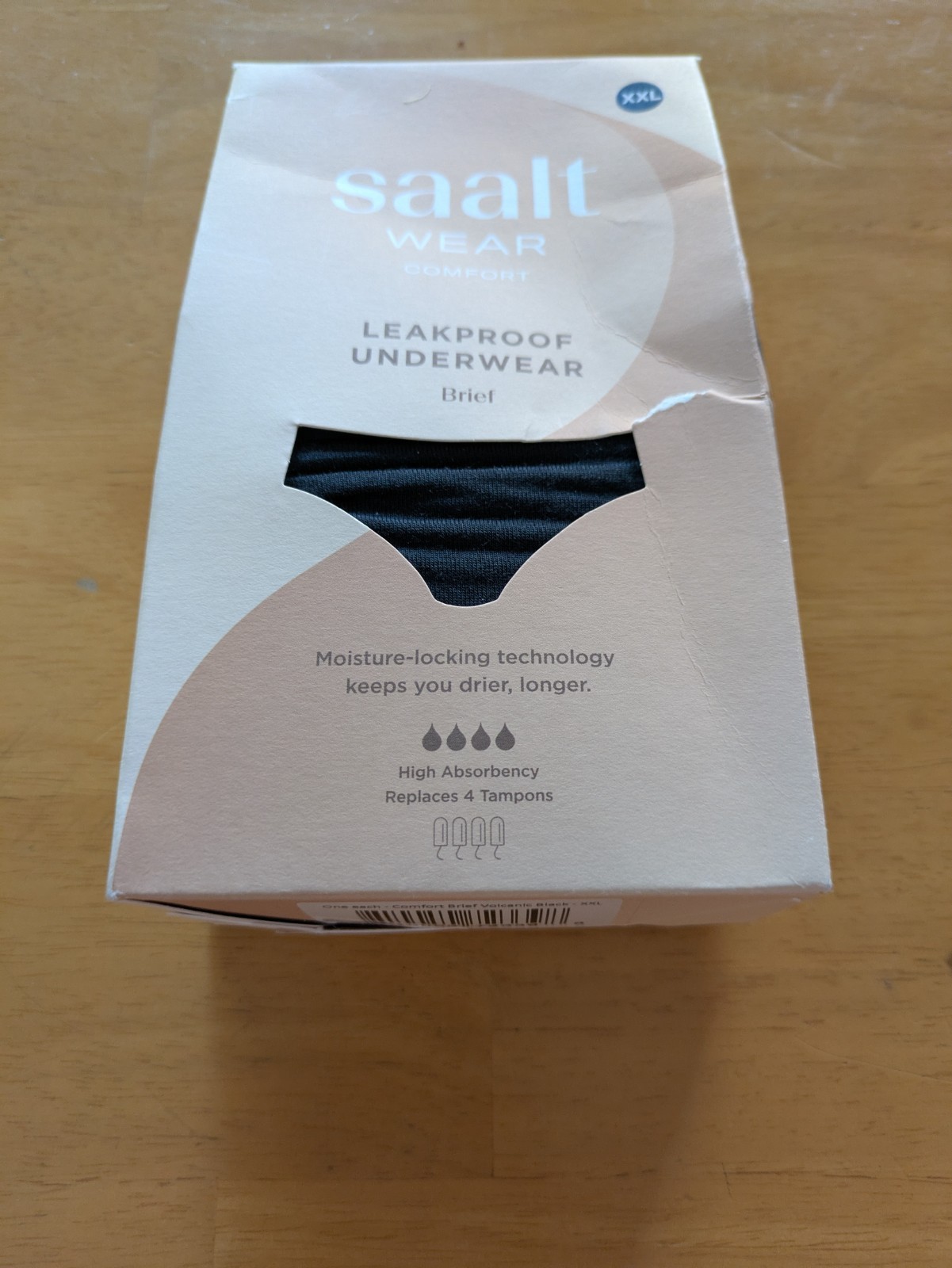 Saalt Leakproof Underwear Comfort Brief Period Proof Black Size XXL (18-20) NIP