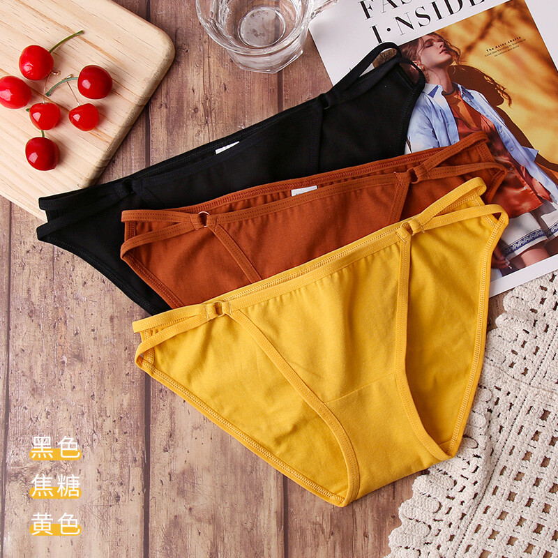 3pack Womens 100% Cotton Panties Tanga Bikinis Bottoms Knickers Cute Underwear