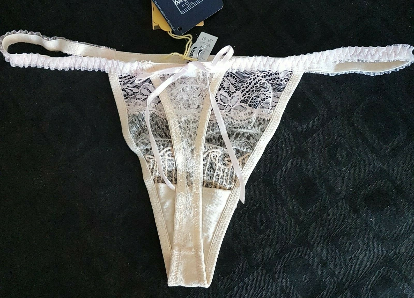 Bacirubati NEOTIS CIPRIA String Sided Beige/Pink Mesh/Lace Hipster Thong