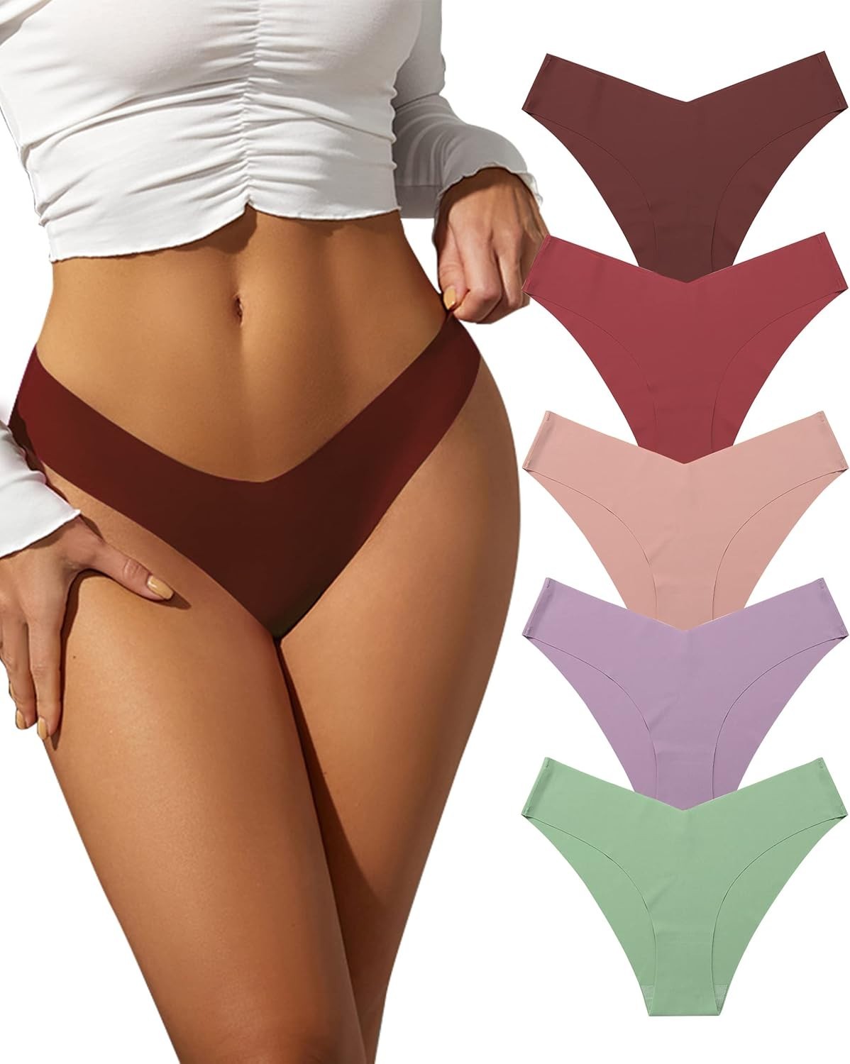 5-Pack Women’s Cheeky Underwear – Seamless Nylon Bikinis for Ultimate Comfort