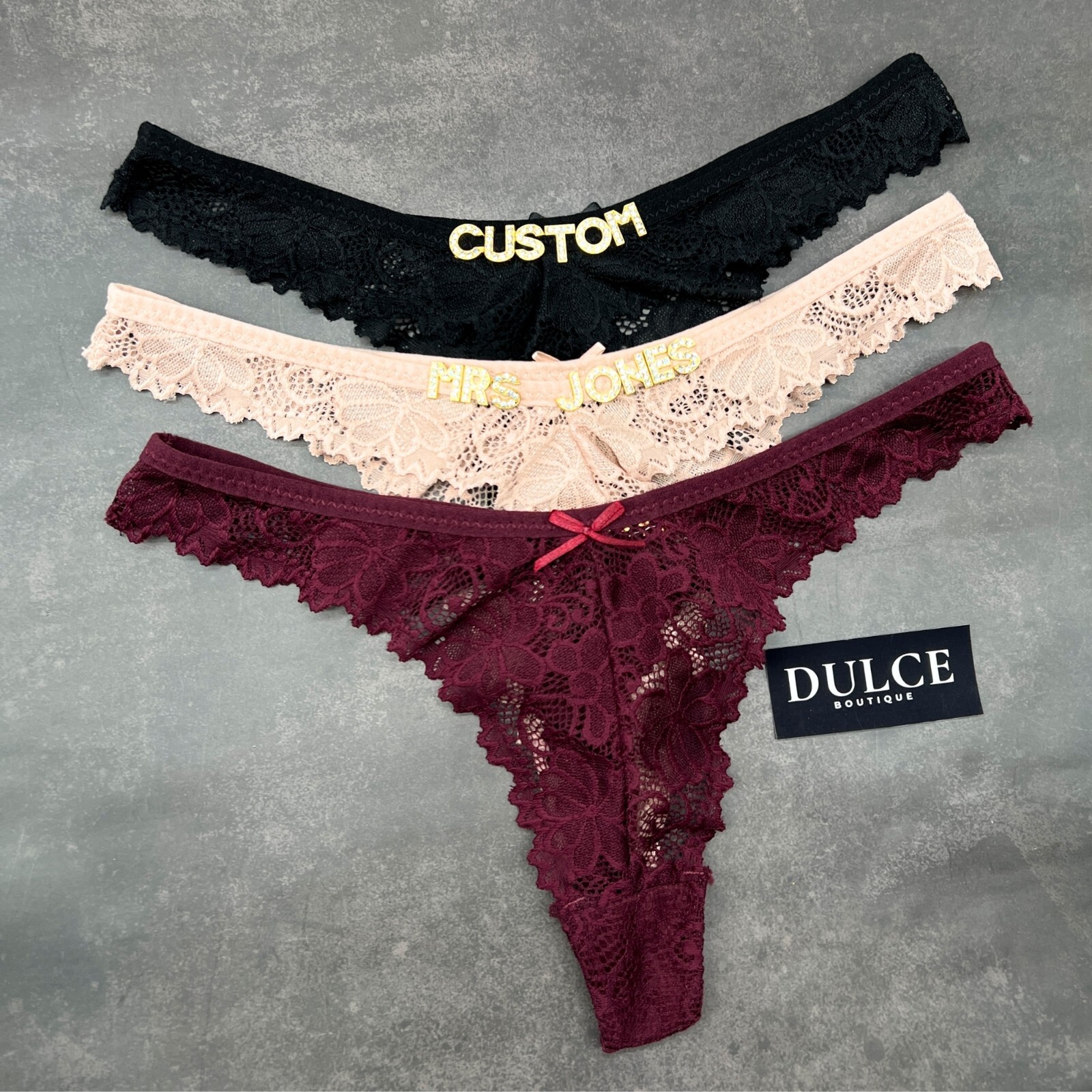 Custom Name Thong Sexy Panties With Crystal Letter Lingerie Custom Underwear