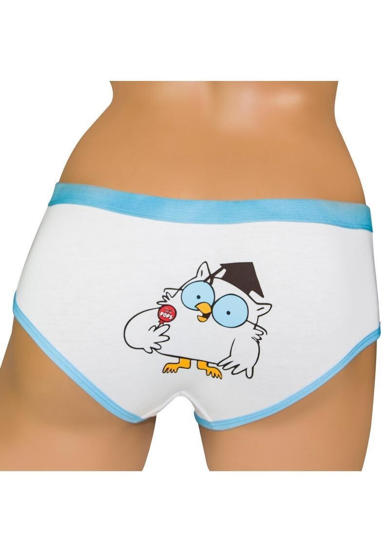 Tootsie Roll Owl Boyshort Candy Pantie White Baby Blue Logo Lingerie Gift – SZ L