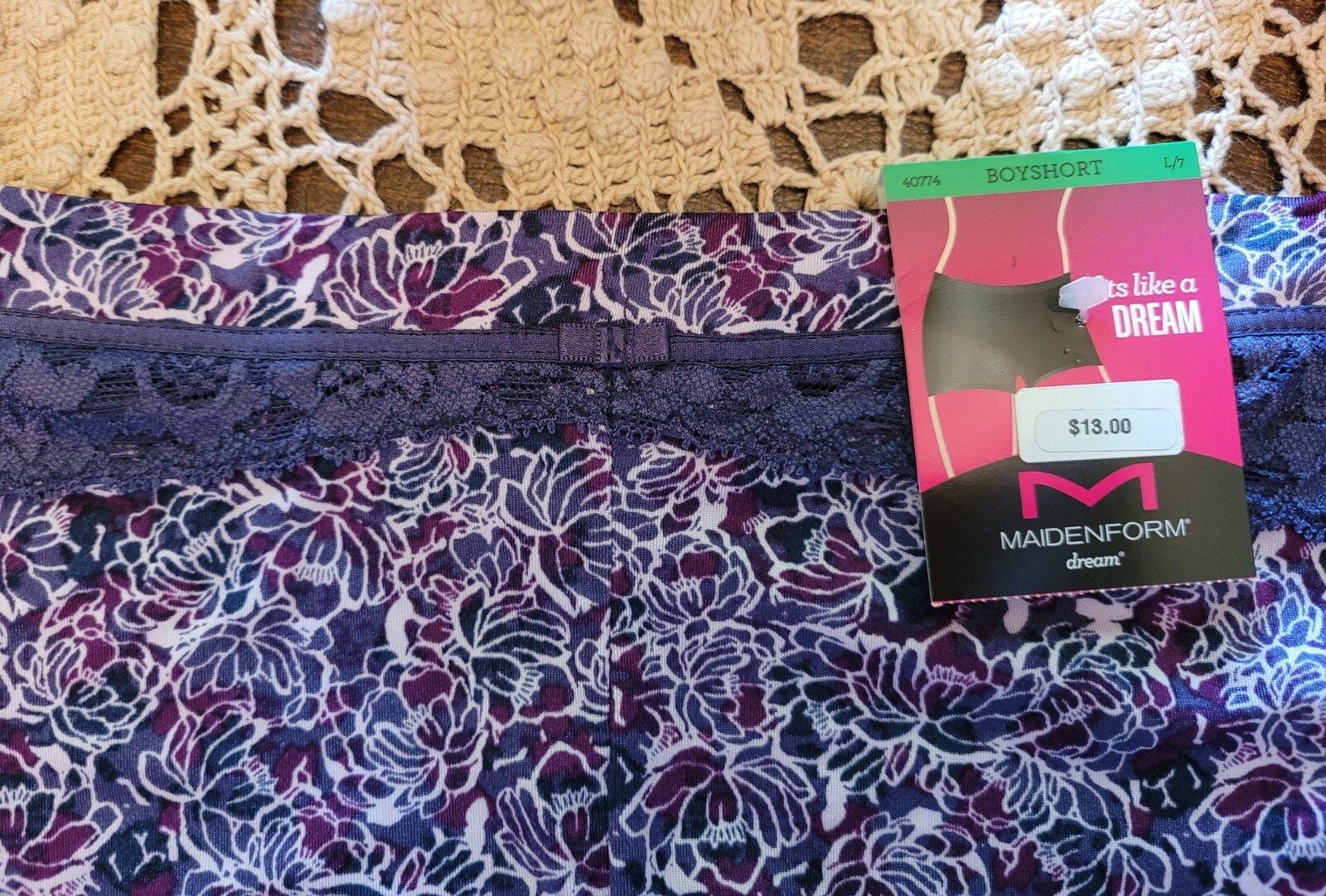 L/7 MAIDENFORM Fits Like a Dream Microfiber Boyshort Panty 40774 New With Tag
