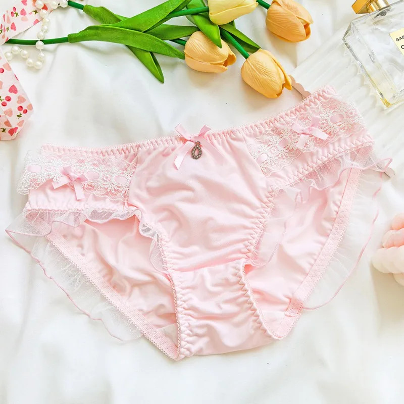 Ruffle Trim Panties Mid Rise Floral Soft Breathable Panty Women’s Underwear