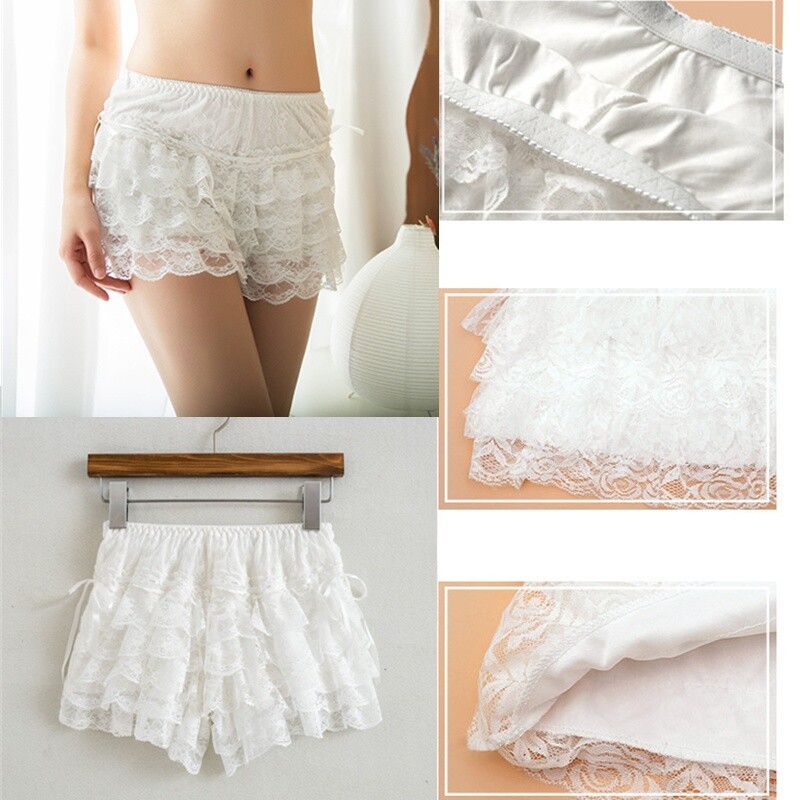 Lace Underwear Bloomer Ruffle Skirt Layered Shorts Panties Brief Petticoat Sweet