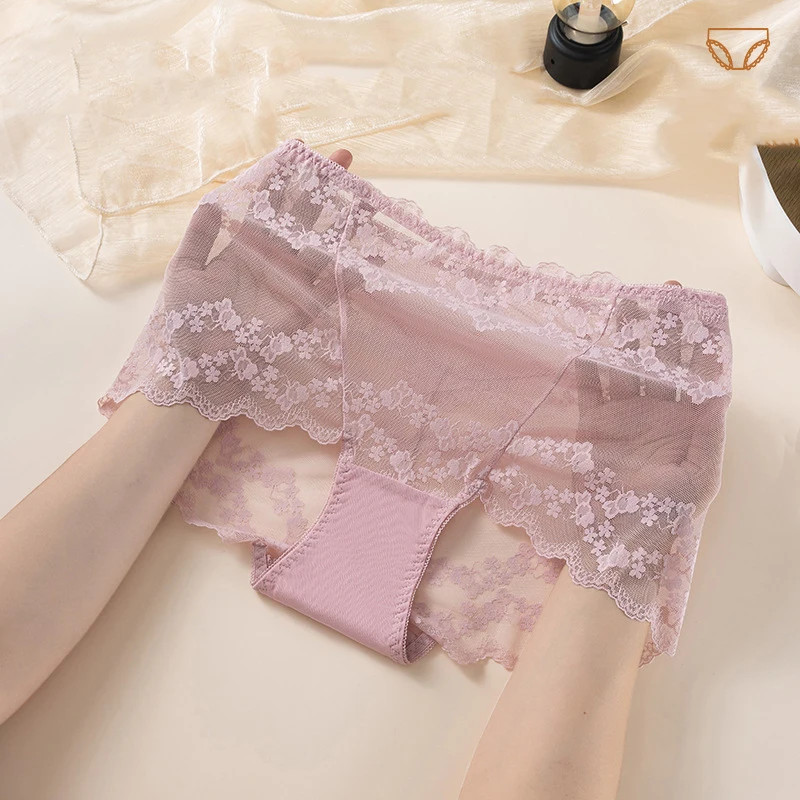 Seamless High Waist Panties Women’s Lace Floral Briefs Breathable Comfort Fit