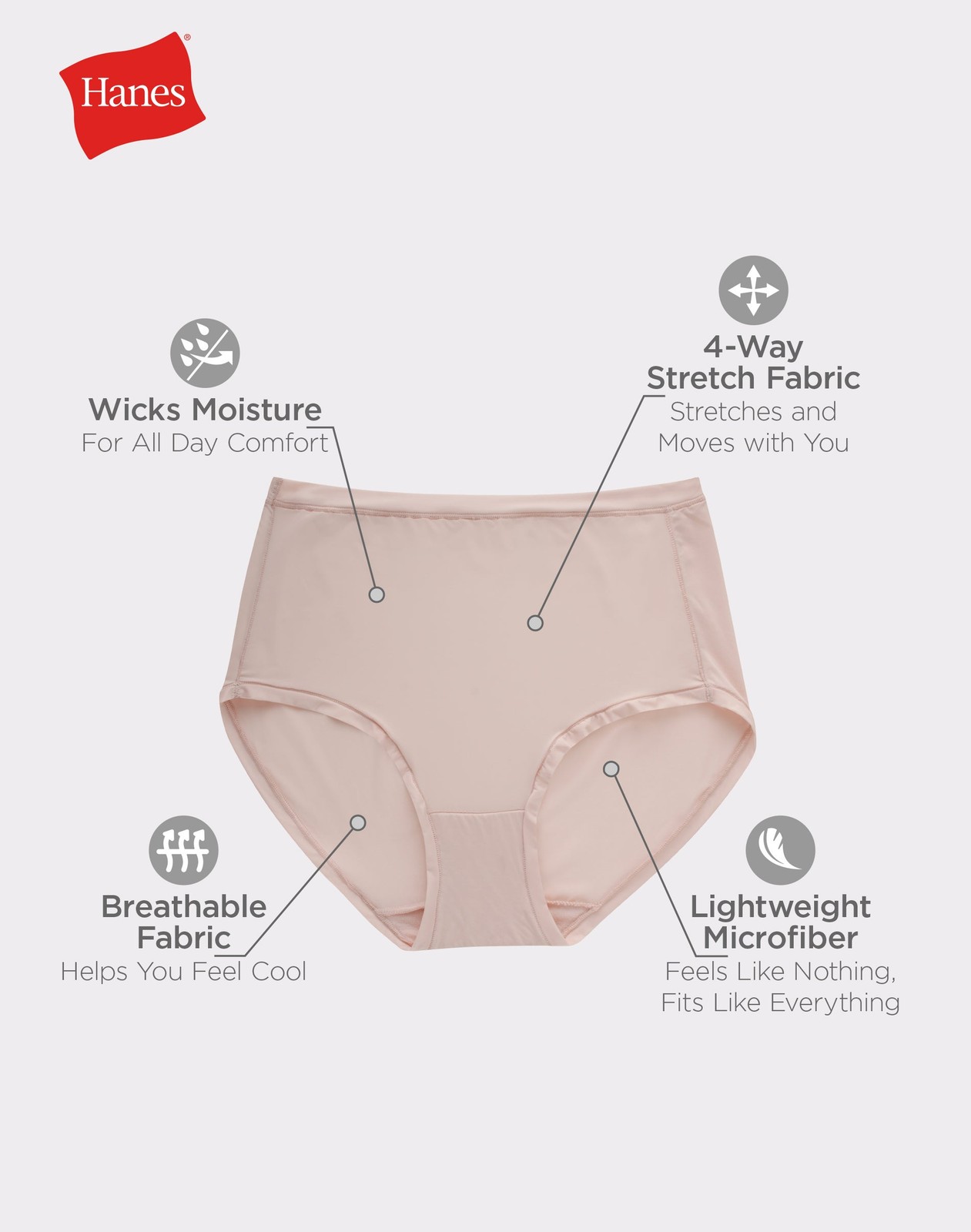 Hanes Modern Brief 6-Pack Comfort Flex Fit Microfiber Stretch No ride up Wicking