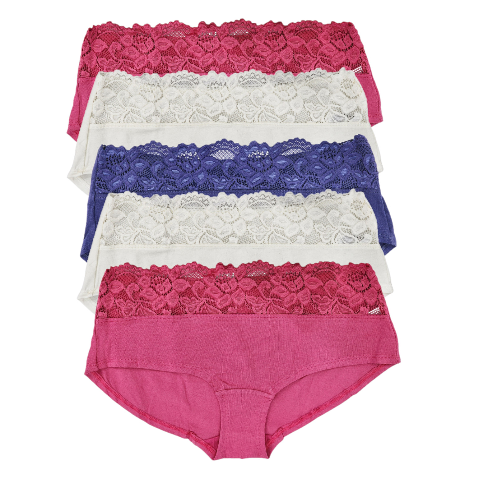 M&S Women’s Lace Trim Low Rise Shorts Knickers 5 Pack