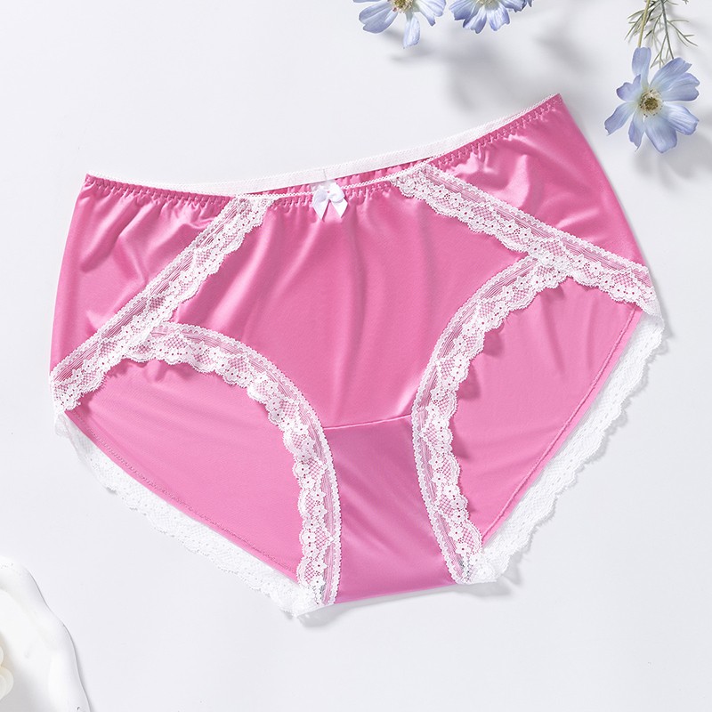 2 Pack Lot Plus Size Sexy Womens Satin Panties Underwear Lace Briefs Lingeries