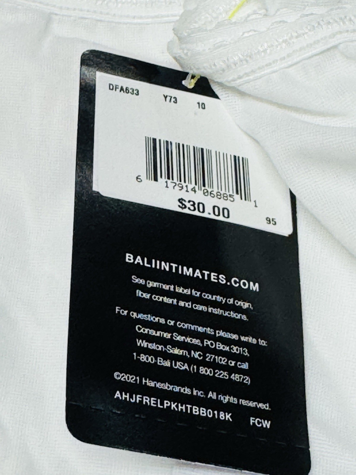 New Bali 3 Pair Briefs Skimp Skamp Panties White Sz 3XL/10 DFA633 Nylon Spandex
