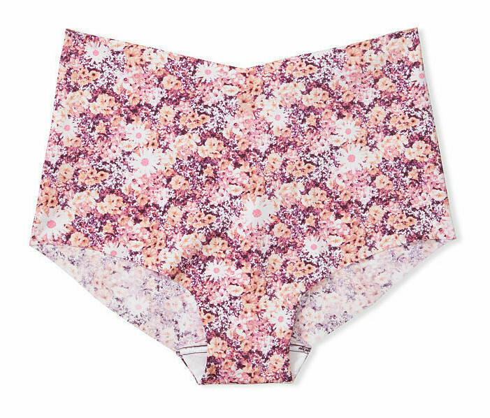 XL Purple Pink Floral NO SHOW Edge Victorias Secret High Waist Midi Brief Panty