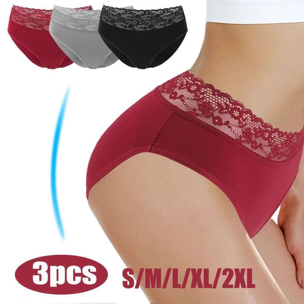 3X Womens Lace Underwear High Waist Stretch Briefs Soft Underpants Panties S-2XL