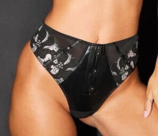 ANN SUMMERS .DARK SIDE – HIGH WAIST Thong SIZE 10 – New Tags – RRP £15 -Part PU