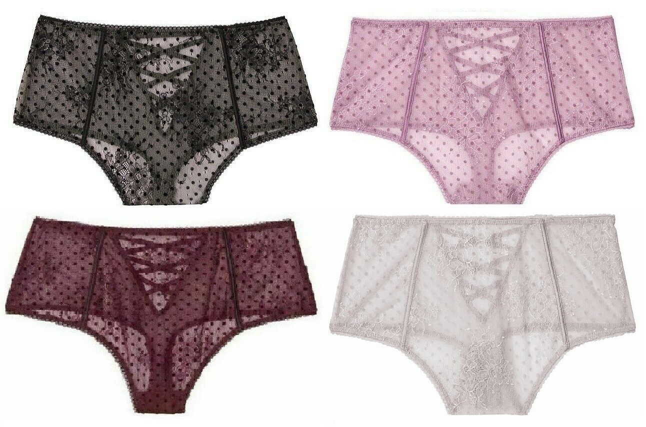 VICTORIAS SECRET LUXE LINGERIE DREAM ANGELS HIGH WAIST THONG PANTY POLKA DOT
