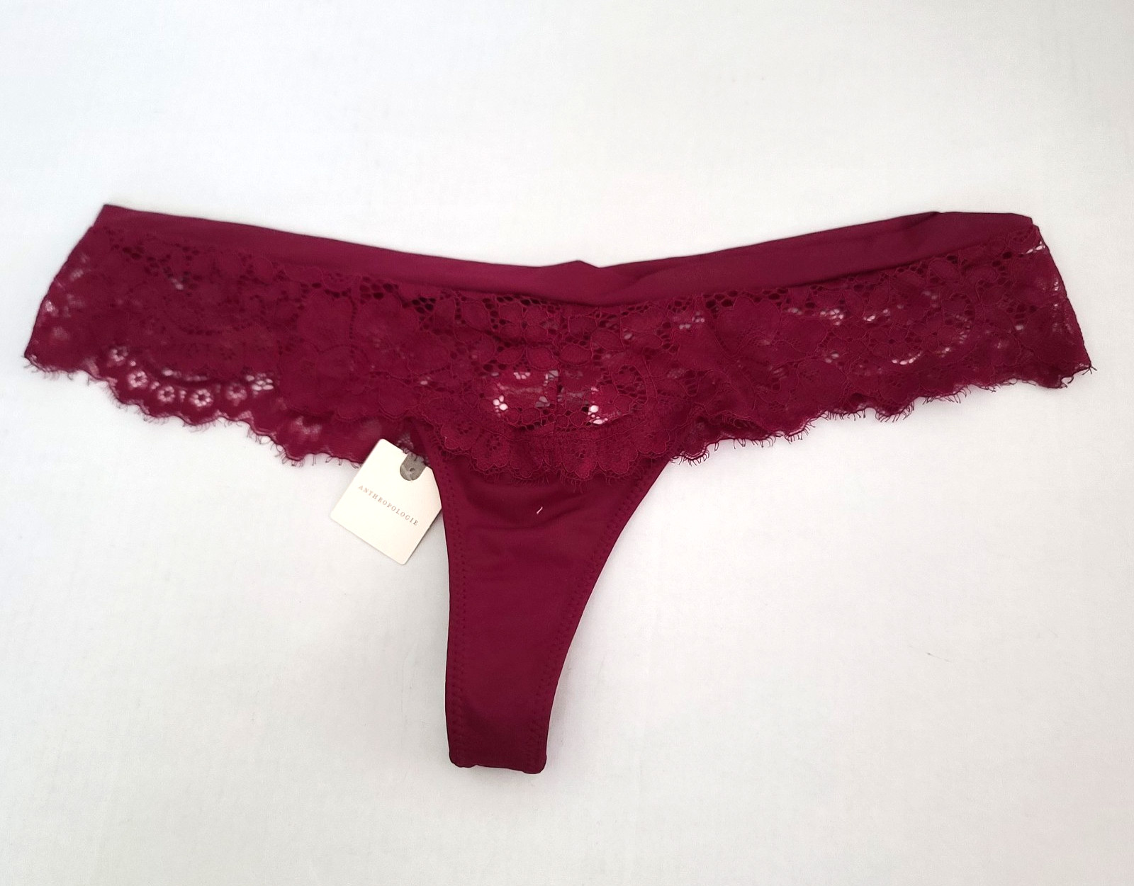 Anthropologie Livenza Lace Thong Panty Maroon Extra Large Low Rise Sexy NWT