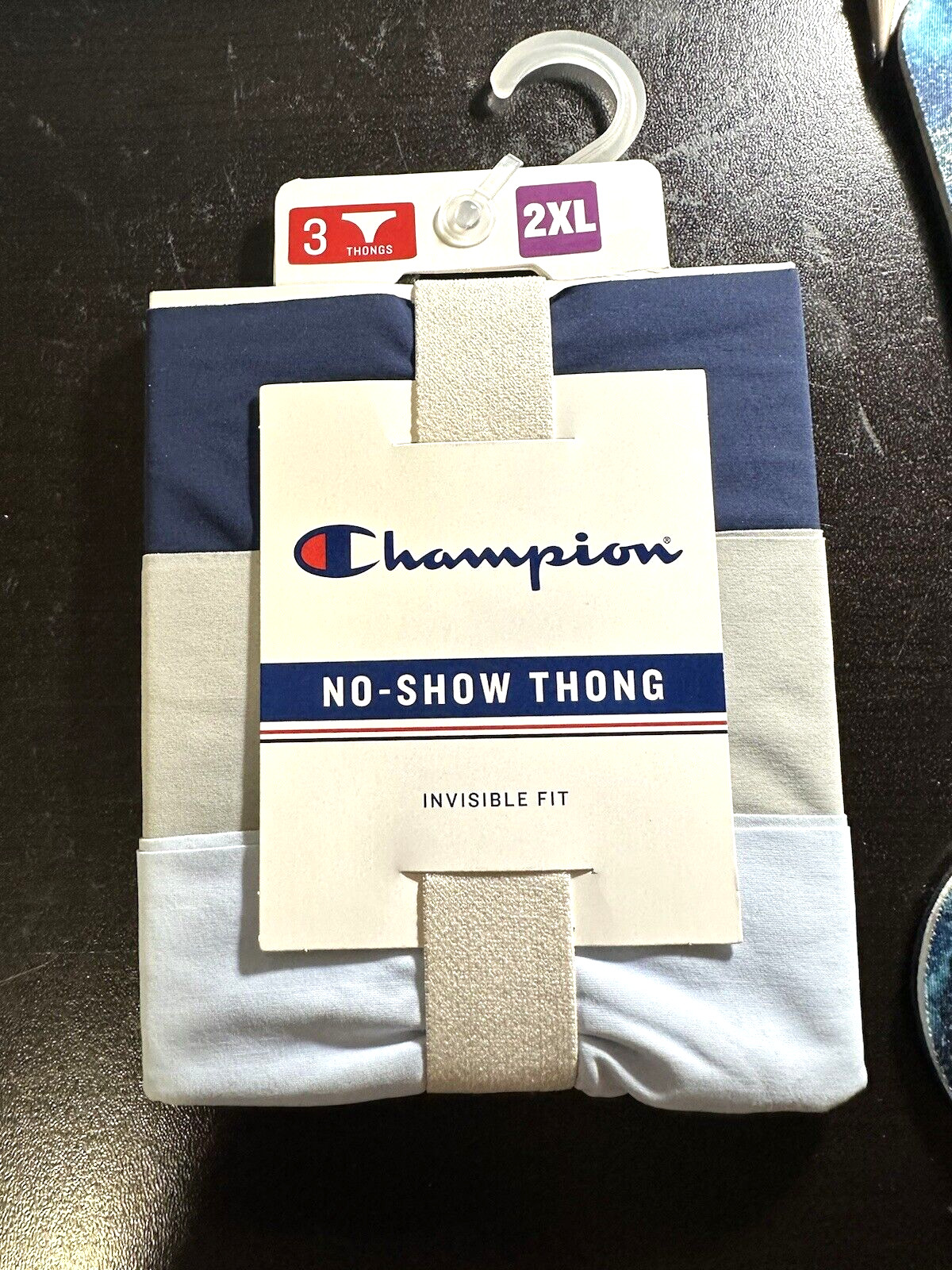 Champion No-Show THONG Invisible Fit 2XL 3 Pair Pack Underwear Panties