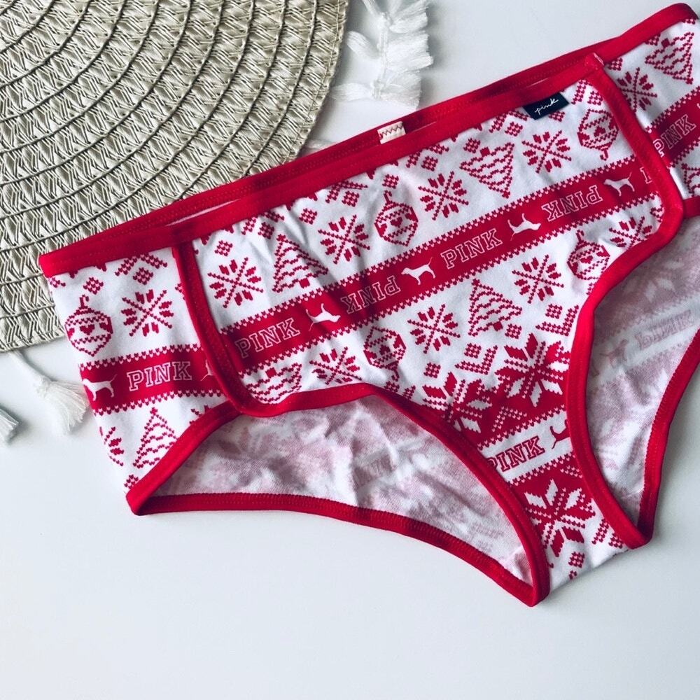 Victoria’s Secret PINK Cotton Hipster Panty Red Fairisle XL NEW